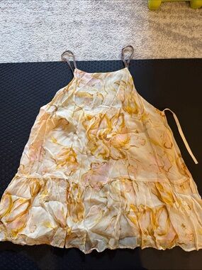 Anthropologie Cream Floral Watercolor Camisole with Yellow Accents